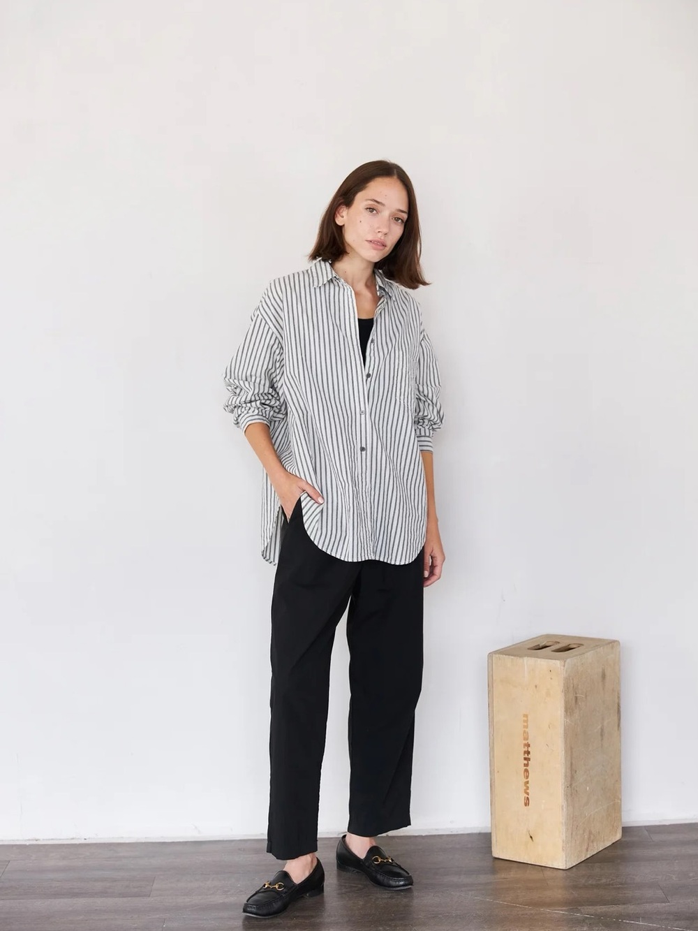 Organic Cotton Poplin Crop Pant, Black